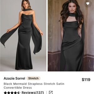 NWTs Azazie Sorrel Black Strapless Convertible Dress